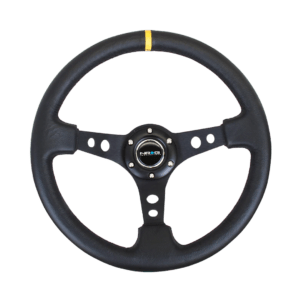 NRG Black Leather Steering wheel with yellow center stripe RST-006BK-Y