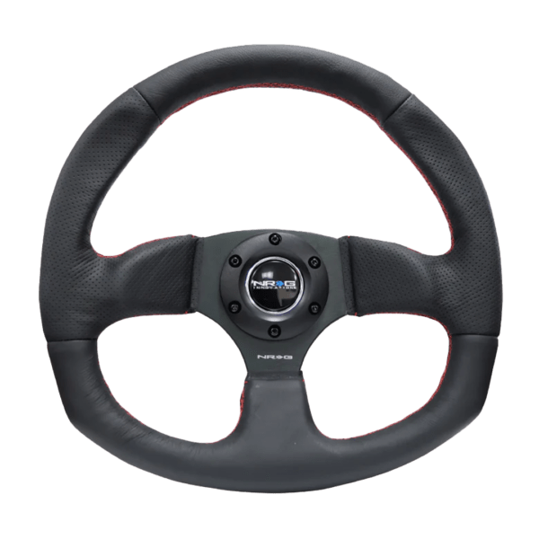 NRG Leather Wrapped Flat bottom steering wheel RST-009R-RS