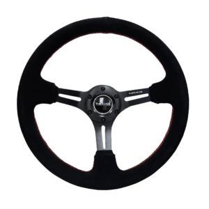 NRG Suede Black with red stitching steering wheel RST-018S-RS