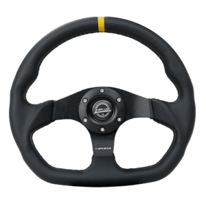 NRG Yellow center stripe leather steering wheel RST-024MB-R-Y