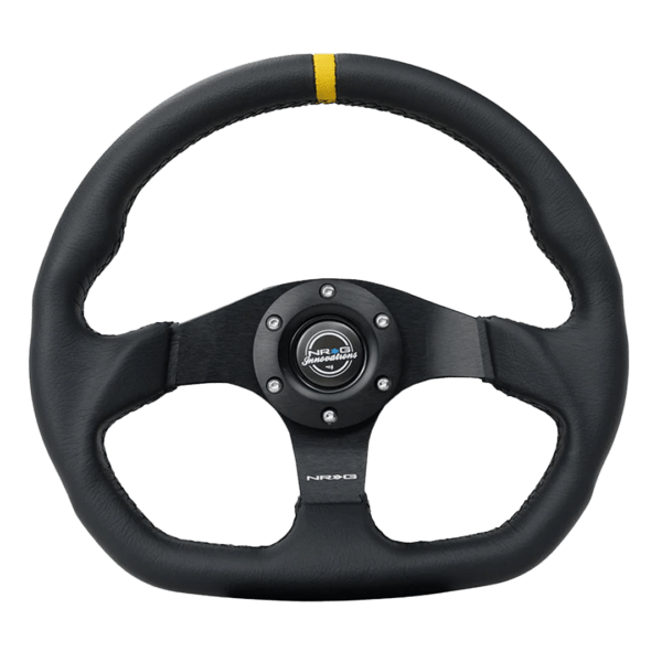 NRG Yellow center stripe leather steering wheel RST-024MB-R-Y